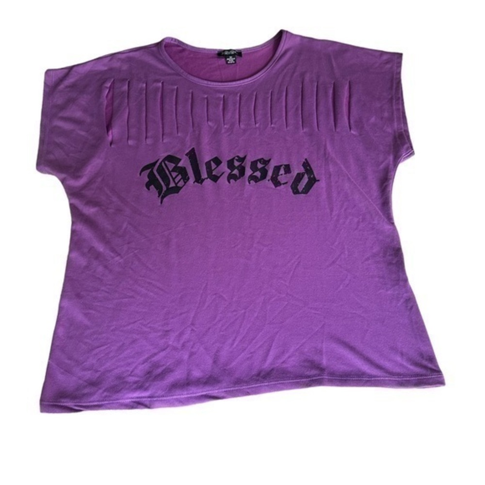 Rogue Collection Cutout Sleeveless Shirt - Blessed - Womens Size 3X - Purple